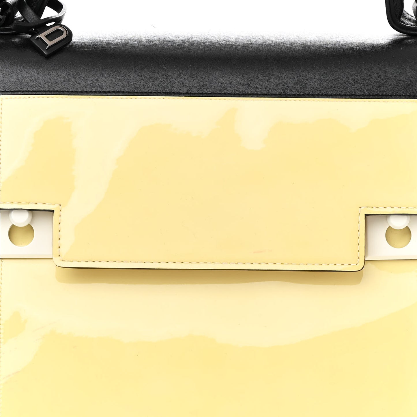 Calfskin Patent Calfskin GM Tempete Satchel Black White