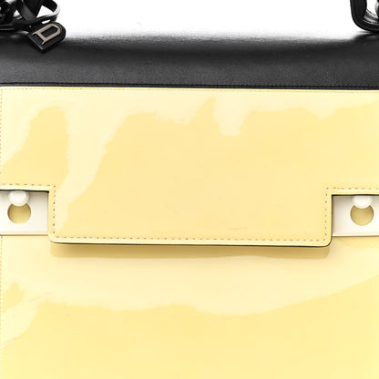 Delvaux Calfskin Patent Calfskin GM Tempete Satchel Black White 8 of 18
