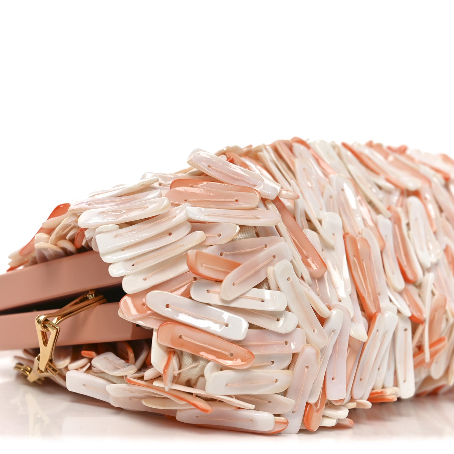 Seashell Embellished The Point Triangle Bag Peachy White
