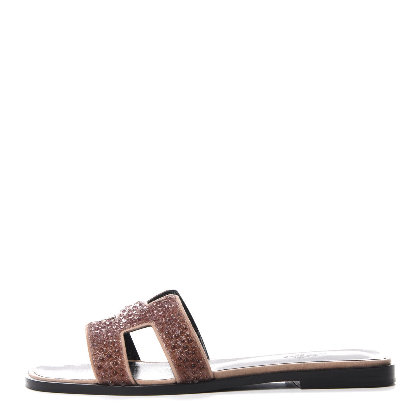 Suede Goatskin Crystal Oran Sandals 37.5 Rose Nude