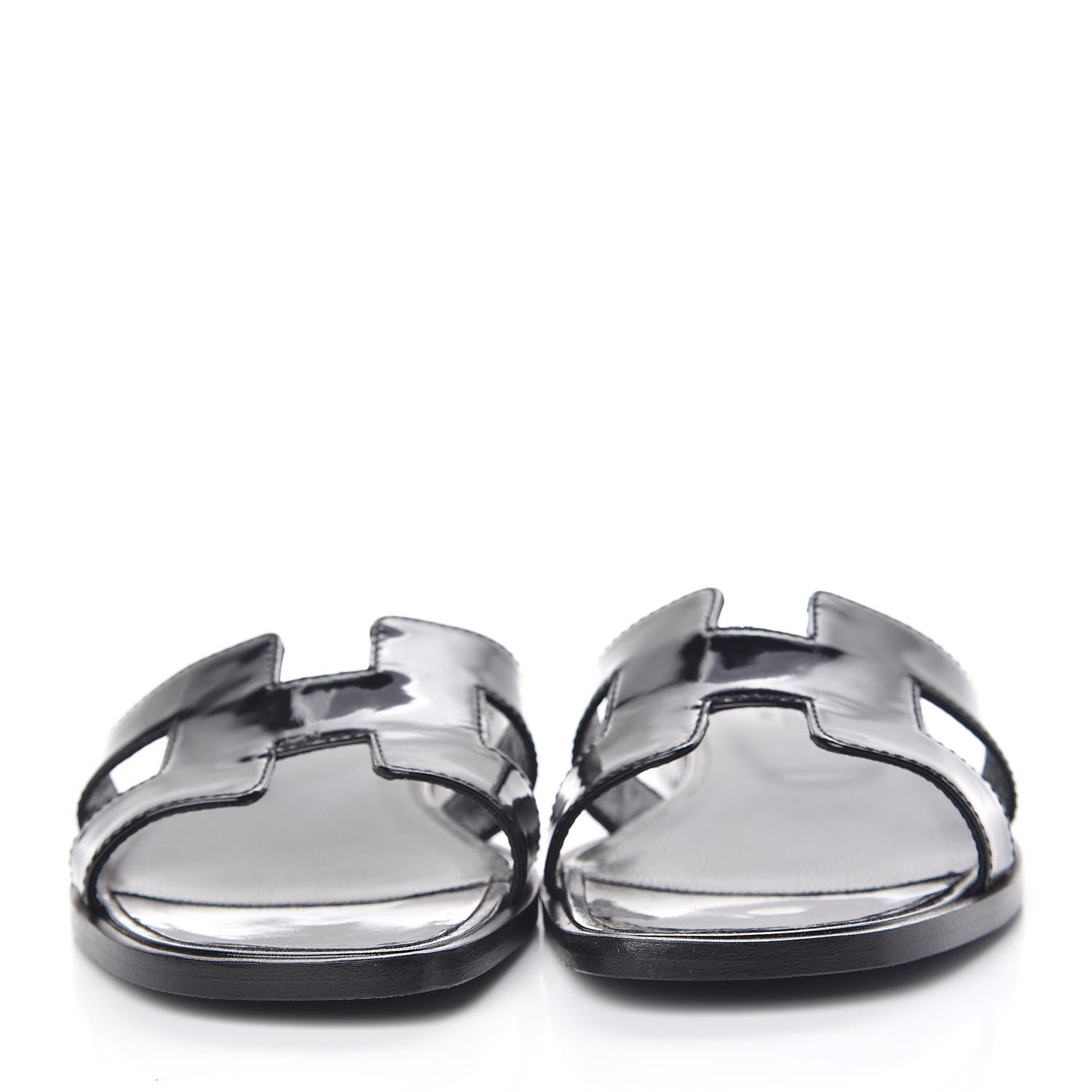 Hermes Patent Oran Sandals 37 Black 2 of 10