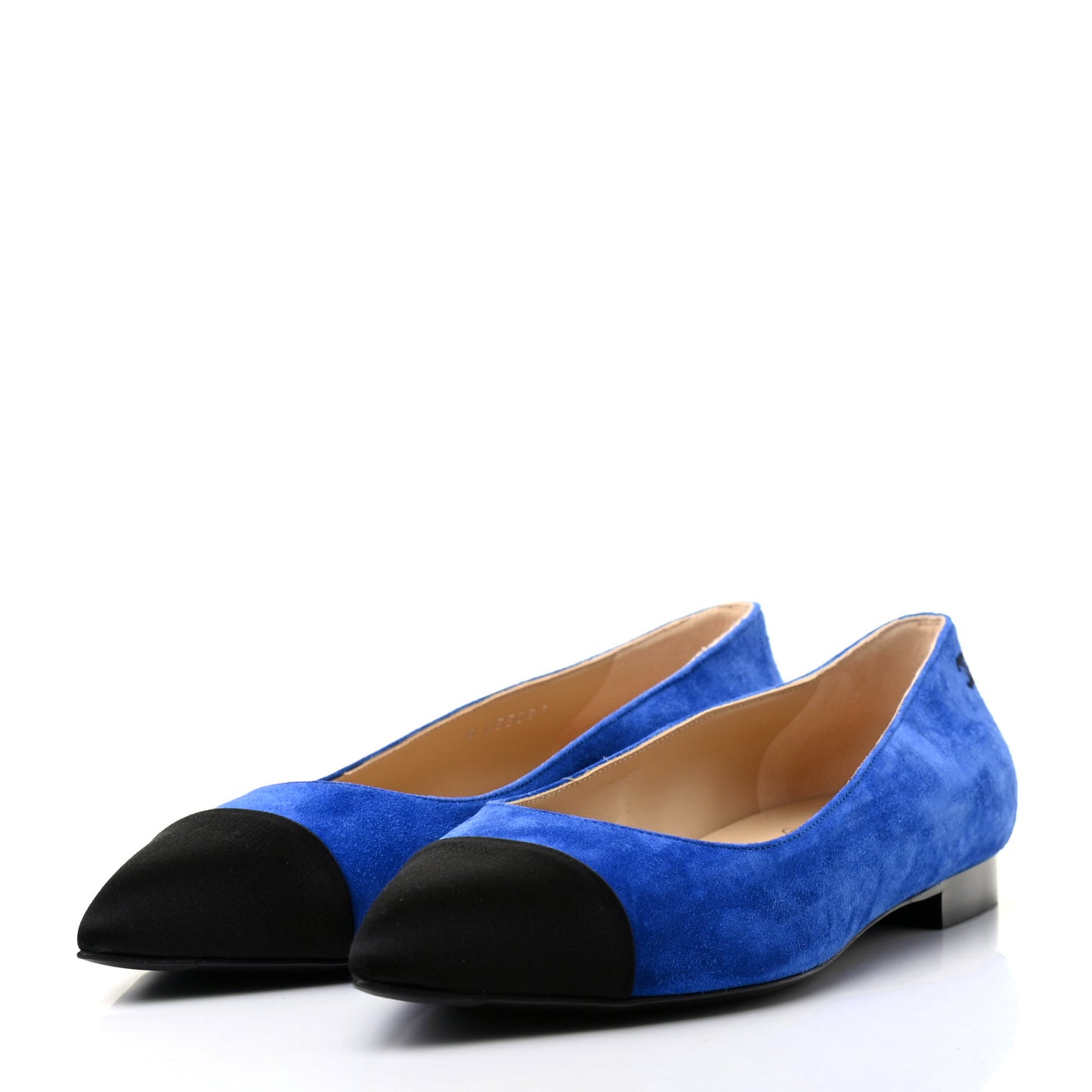 Suede Satin Cap Toe Gabrielle Ballerina Flats 39 Royal Blue Black