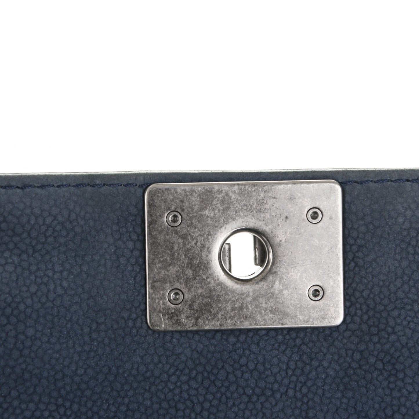 Iridescent Caviar Quilted Large Boy Flap Navy Blue