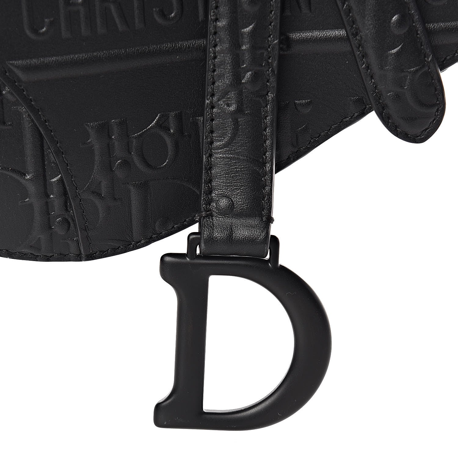 Christian Dior Calfskin Embossed Oblique Mini Saddle Bag Black 10 of 10