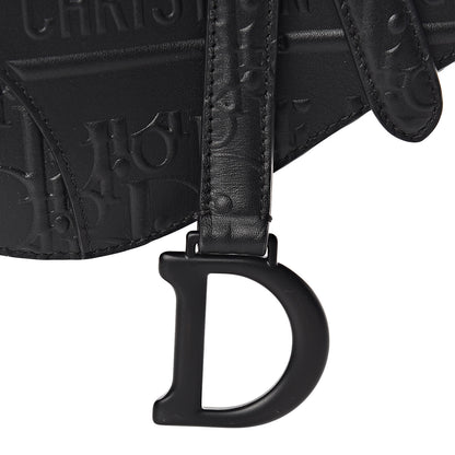 Christian Dior Calfskin Embossed Oblique Mini Saddle Bag Black 10 of 10