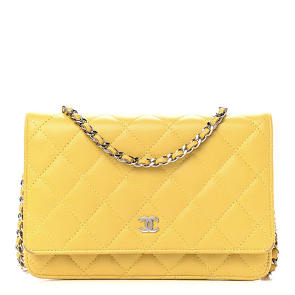 Chanel Lambskin Quilted Wallet on Chain WOC Yellow 1 of 10