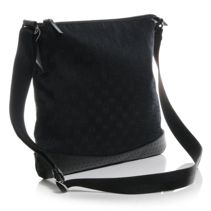 Gucci Monogram Calfskin Perforated Medium Flat Messenger Bag Black 3 of 7