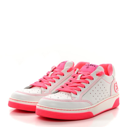Chanel Calfskin Womens Logo Sneaker 40.5 Fuchsia White 4 of 12
