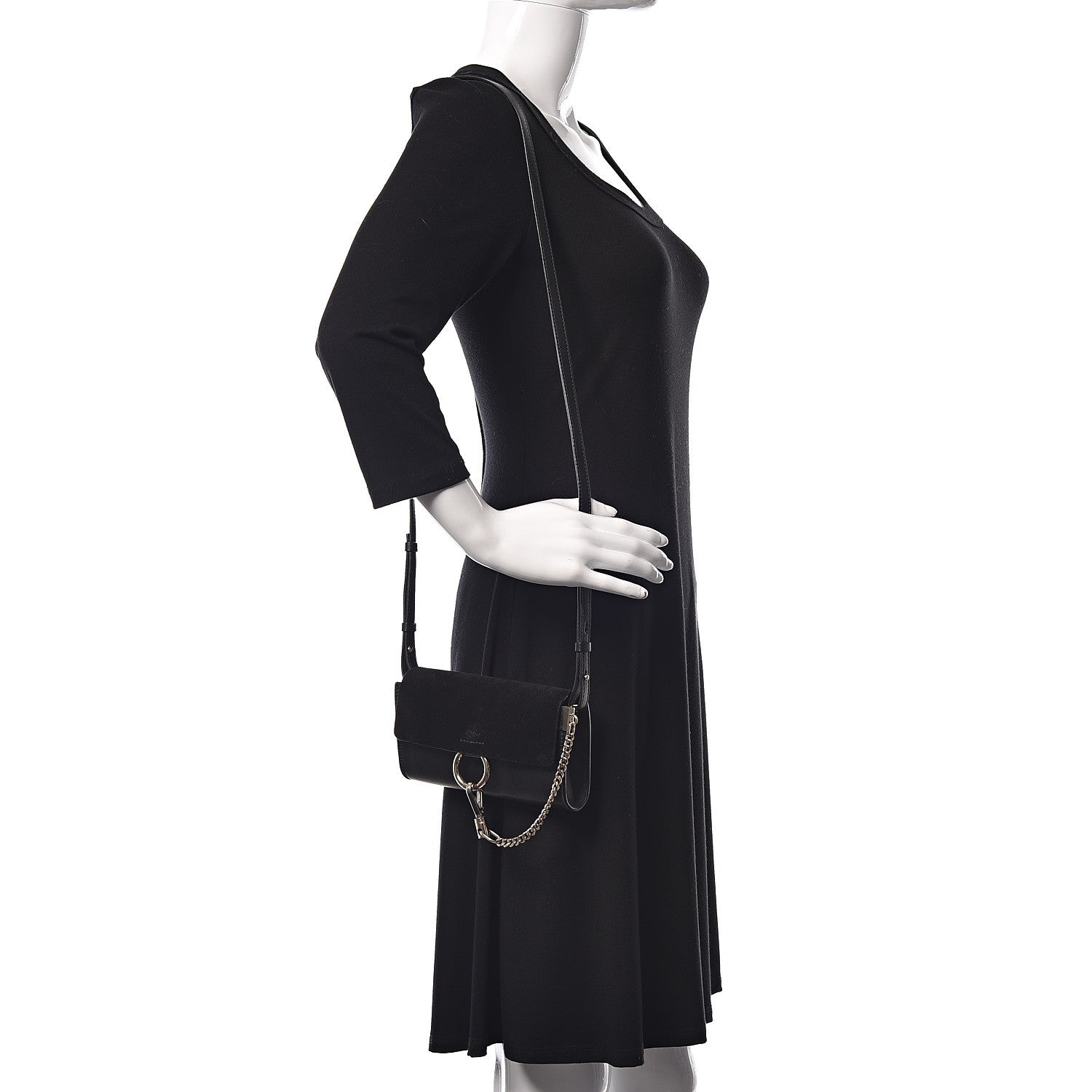 Chloe Suede Calfskin Mini Faye Shoulder Bag Black 2 of 10