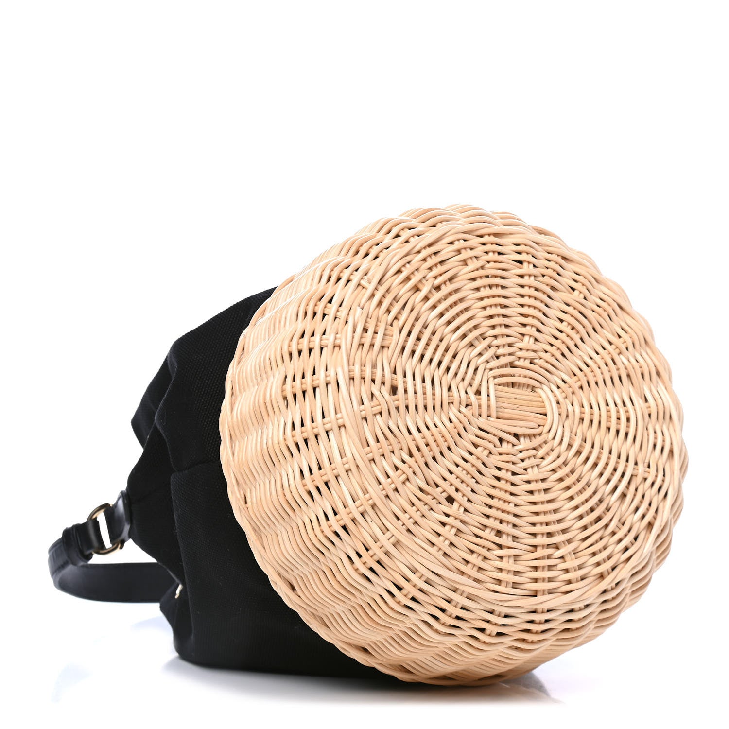Prada Wicker Canvas Bucket Bag Black 3 of 4