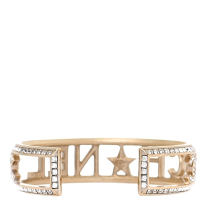 Chanel Crystal Baguette Logo Cuff Bracelet Gold 3 of 5