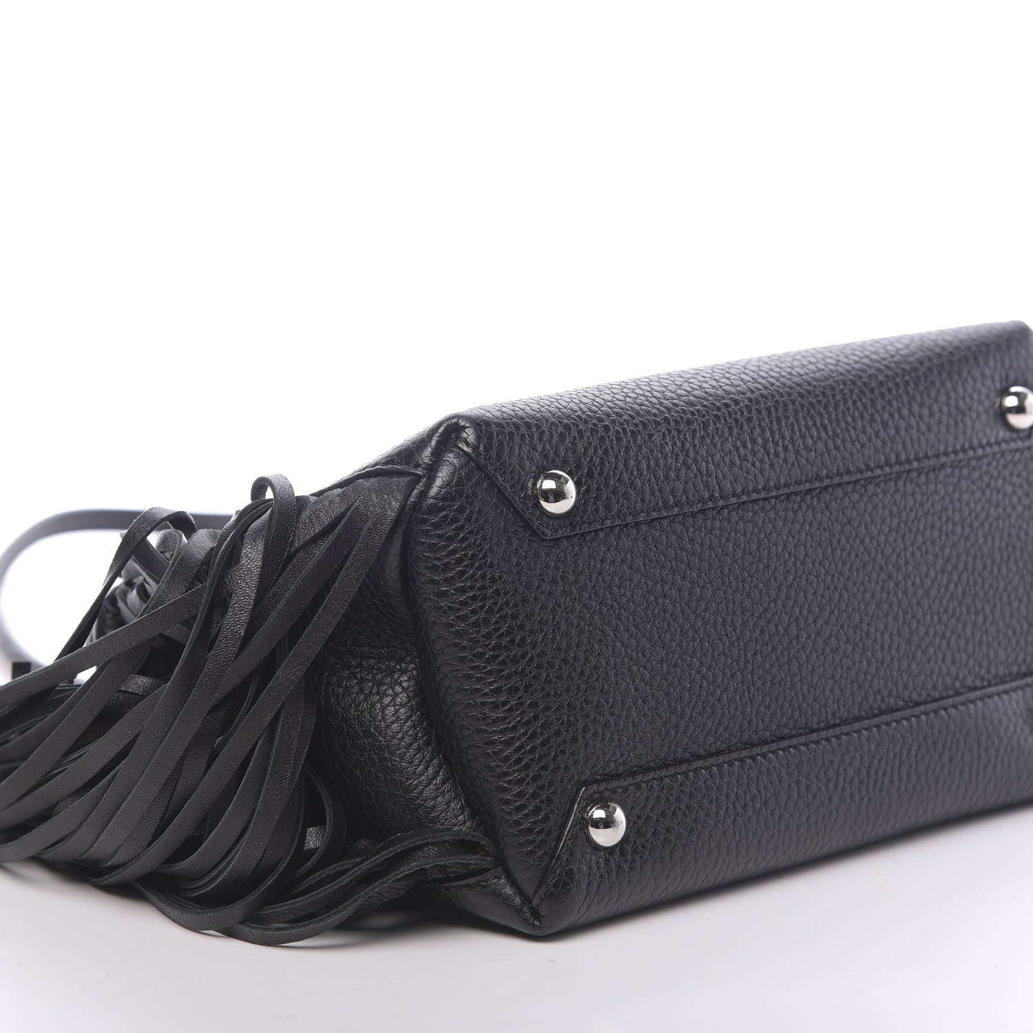 Burberry Grainy Calfskin Studded Fringe Baby Banner Tote Black 10 of 11