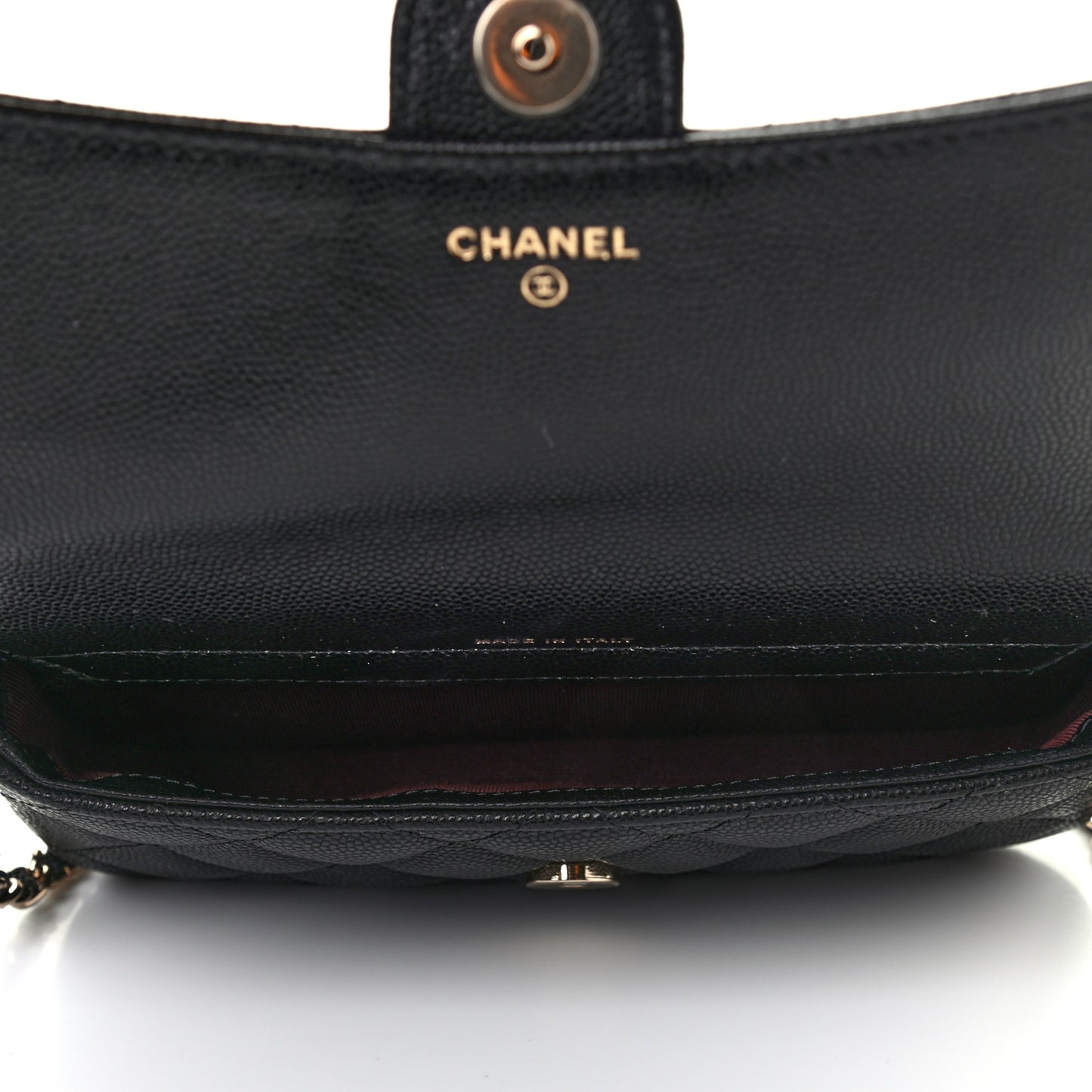 Caviar Quilted Flap Phone Holder With Chain Black