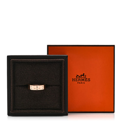 Hermes 18K Rose Gold Diamond PM Kelly Ring 56 7.5 5 of 5