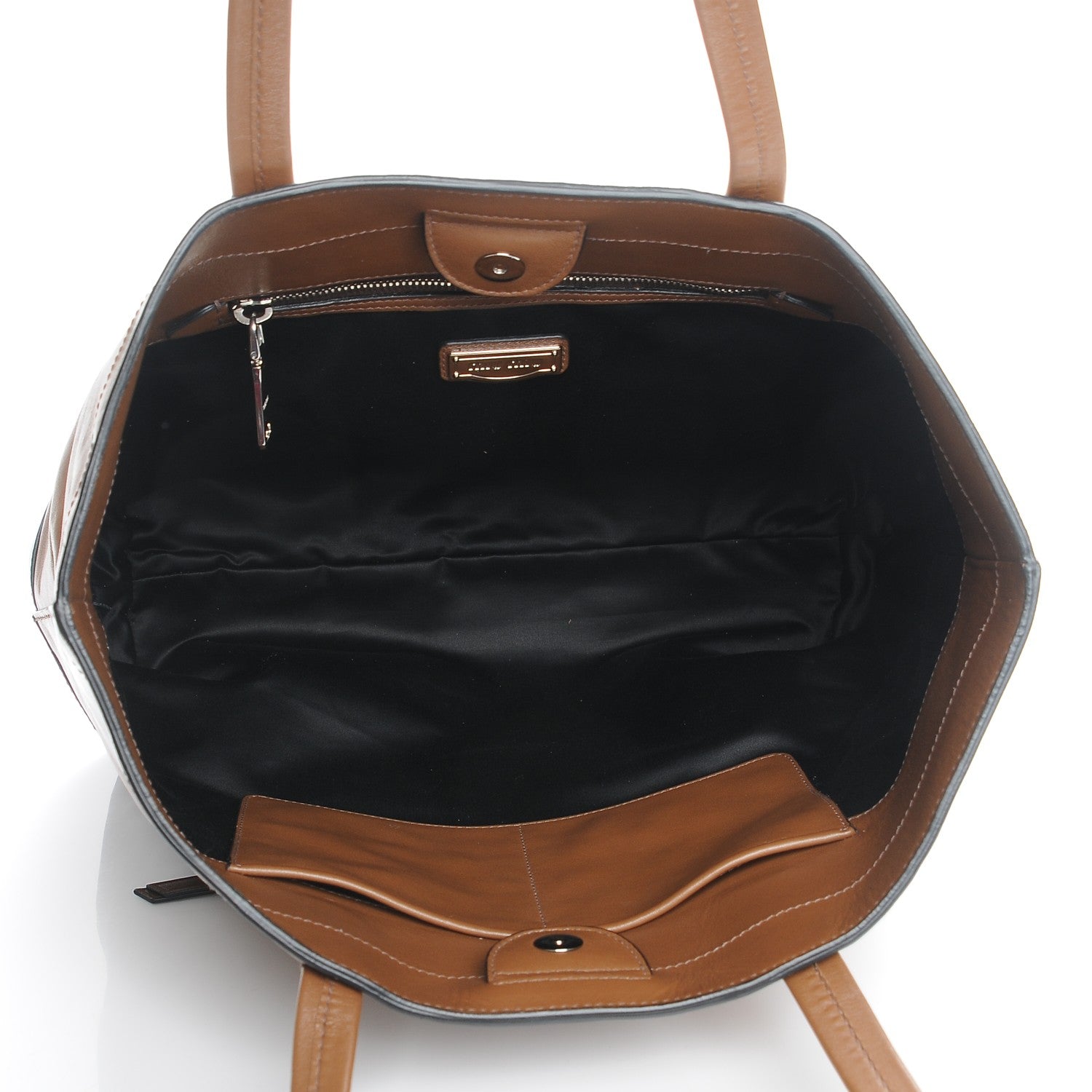 Miu Miu Vitello Soft Bi-Color Shopping Tote Cannella Palissandro 5 of 7