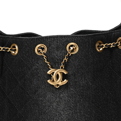 Chanel Washed Denim Quilted Mini Chanel 25 Handbag Black 8 of 11