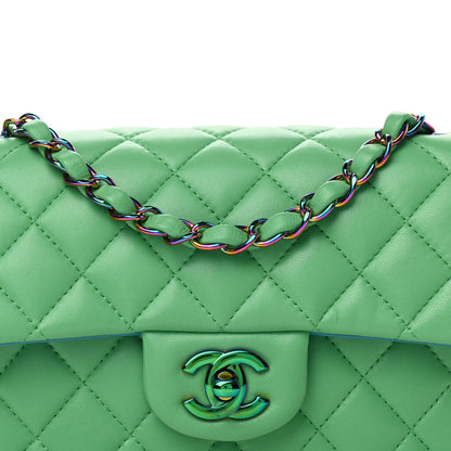 Chanel Lambskin Quilted Mini Rectangular Flap Green Blue 8 of 10