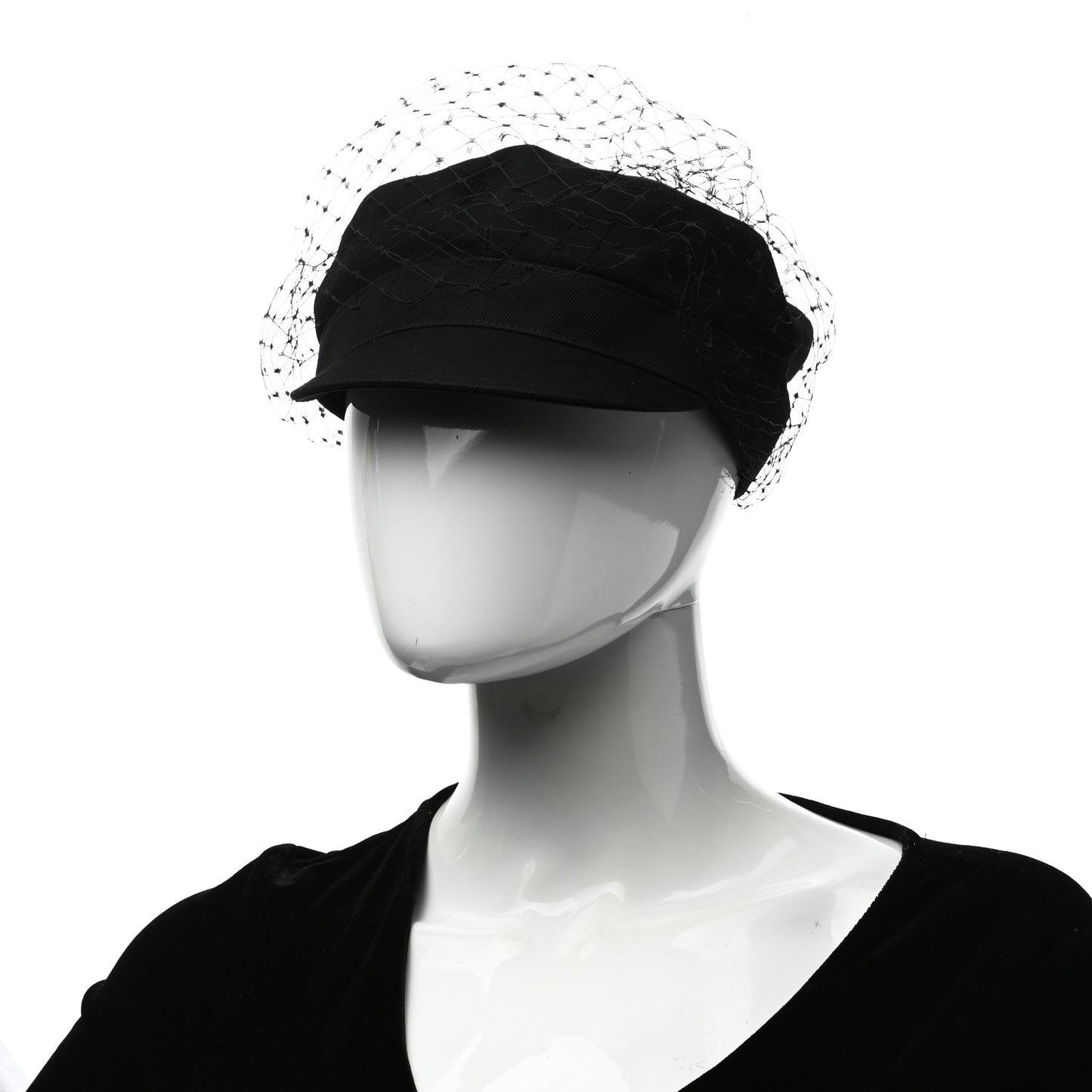 Cotton Canvas Arty Cap with Veil 57 Black