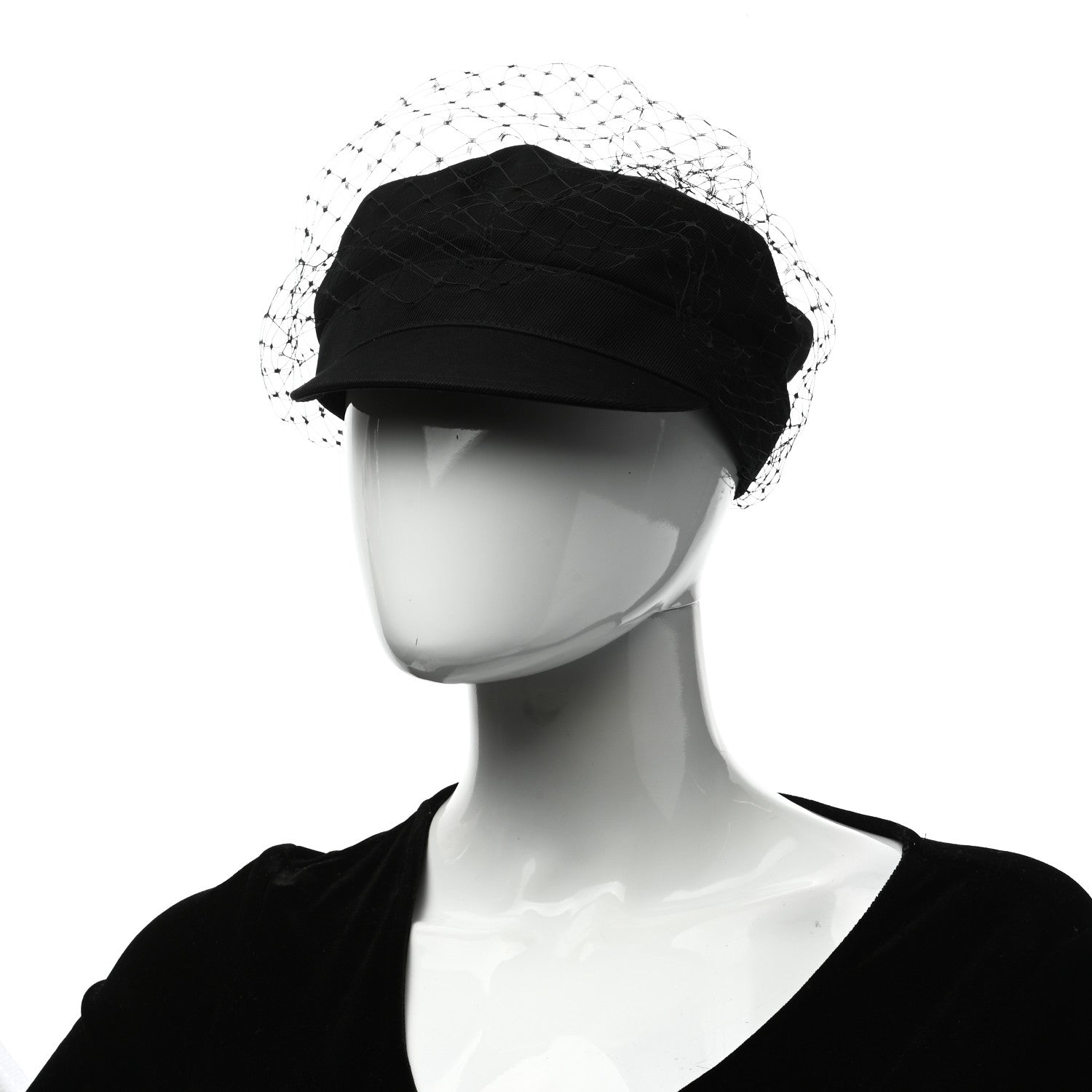 Christian Dior Cotton Canvas Arty Cap with Veil 57 Black 2 of 9