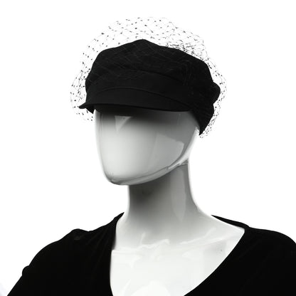 Christian Dior Cotton Canvas Arty Cap with Veil 57 Black 2 of 9