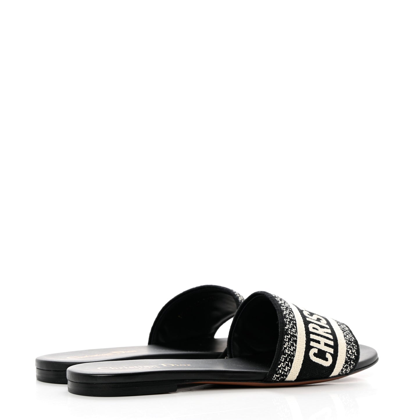 Canvas Embroidered Dway Mules Slide Sandals 36.5 Black