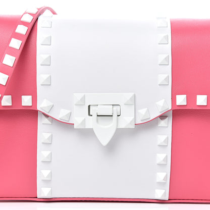 Valentino Garavani Vitello Colorblock Medium Free Rockstud Flip Lock Crossbody Bag Shadow Pink Optic White 7 of 10