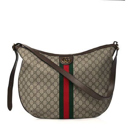 Gucci GG Supreme Monogram Web Ophidia Half Moon Hobo Brown 1 of 10