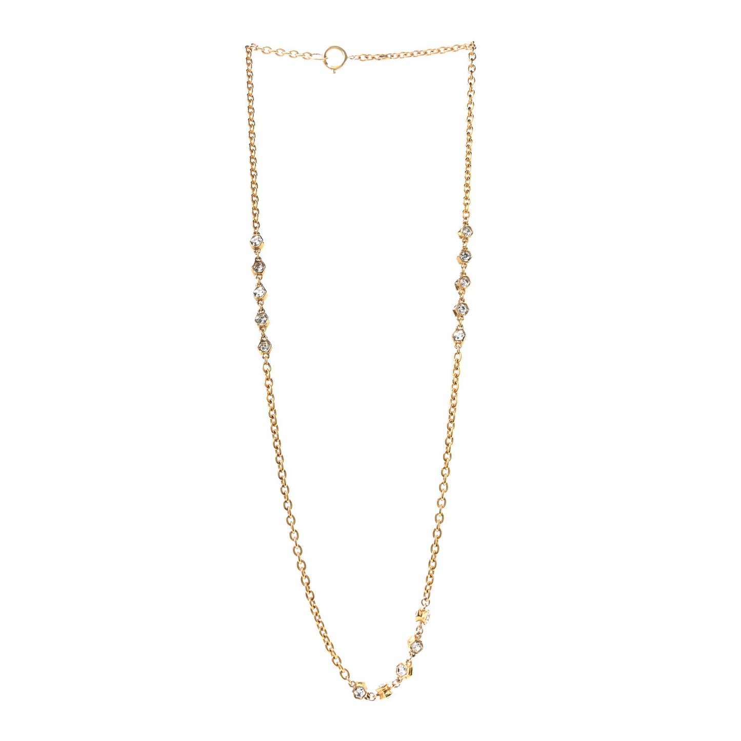 Crystal Chain Necklace Gold