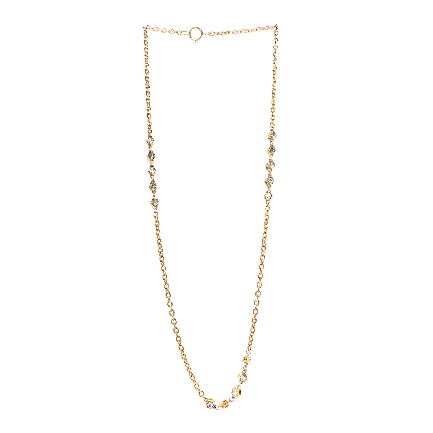 Chanel Crystal Chain Necklace Gold 3 of 5
