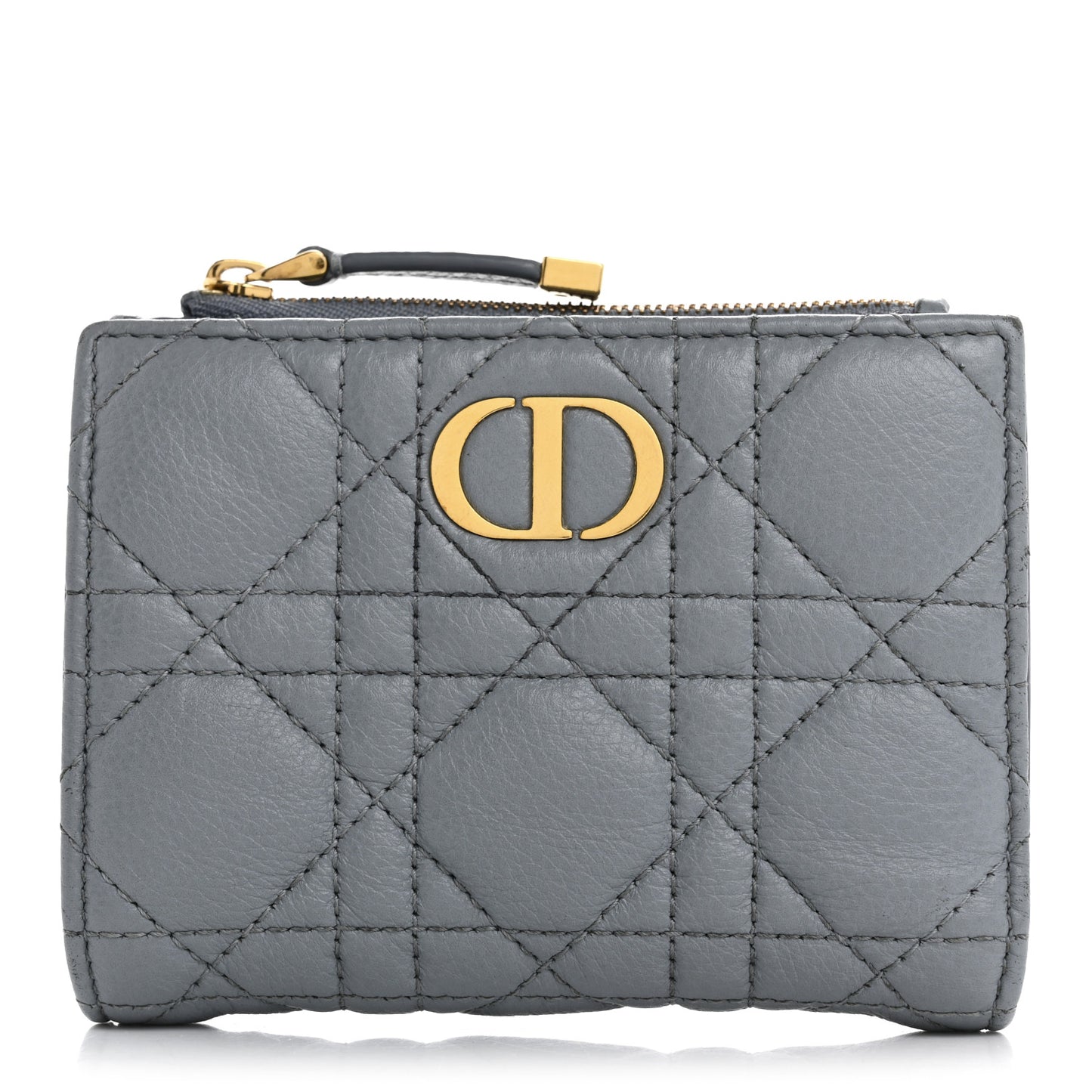 Grained Calfskin Supple Cannage Caro Dahlia Wallet Cloud Blue