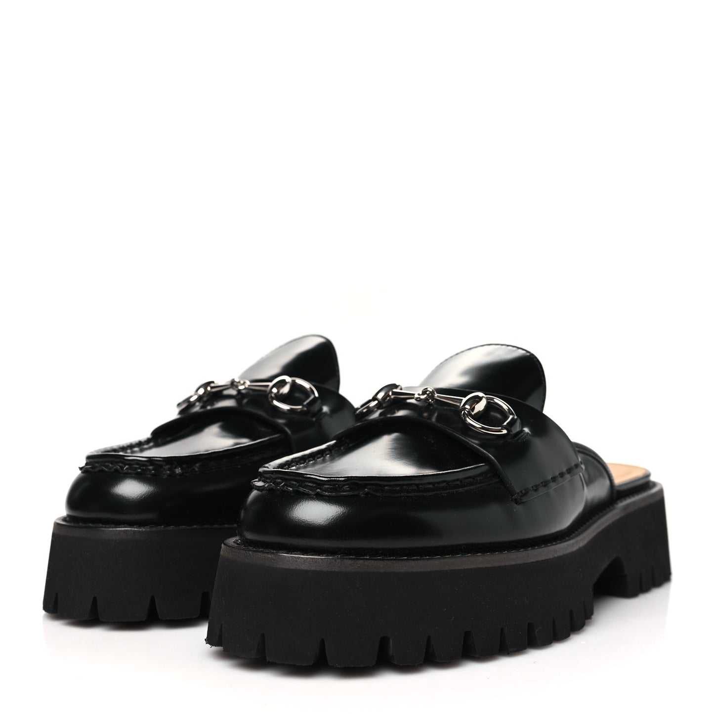 Magnum Calfskin Womens Horsebit Platform Mules 38.5 Black