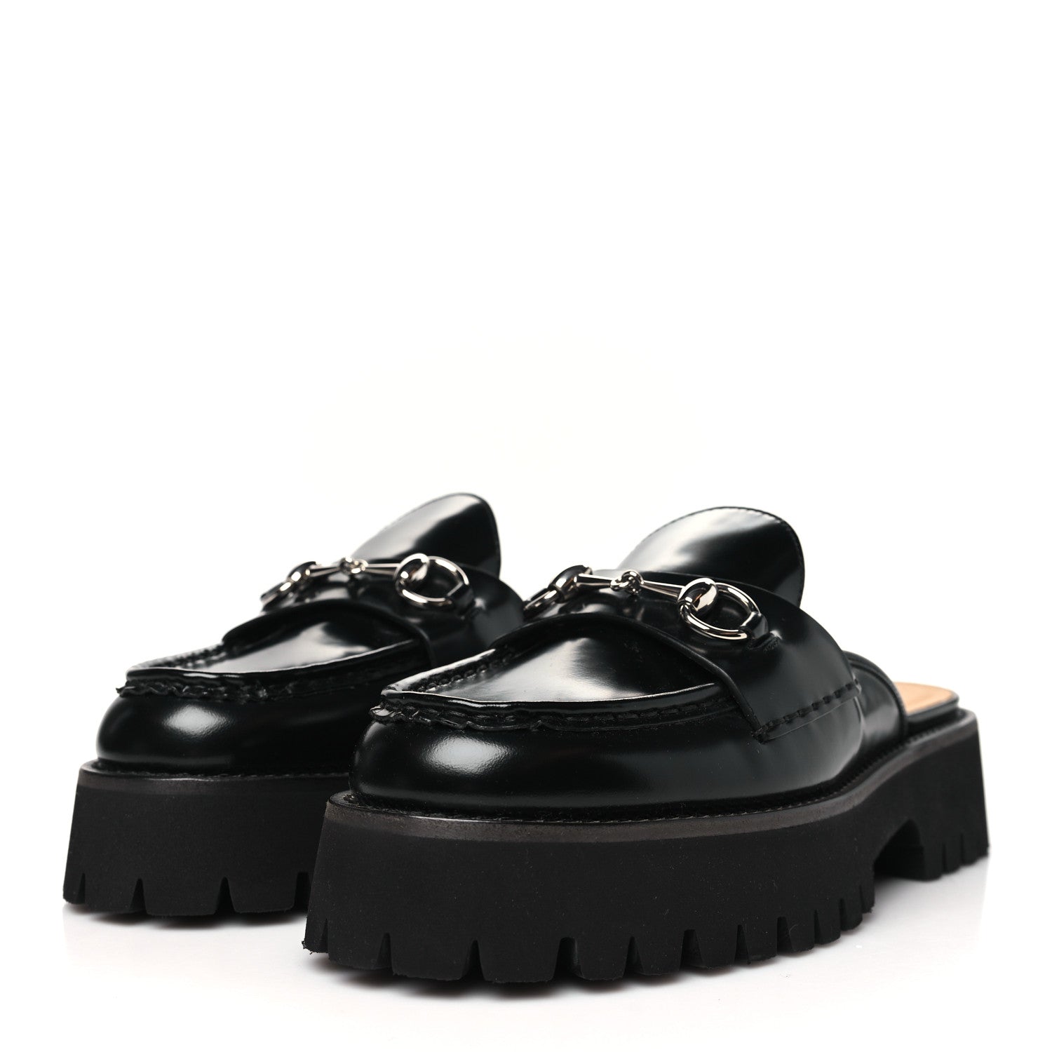 Gucci Magnum Calfskin Womens Horsebit Platform Mules 38.5 Black 4 of 10