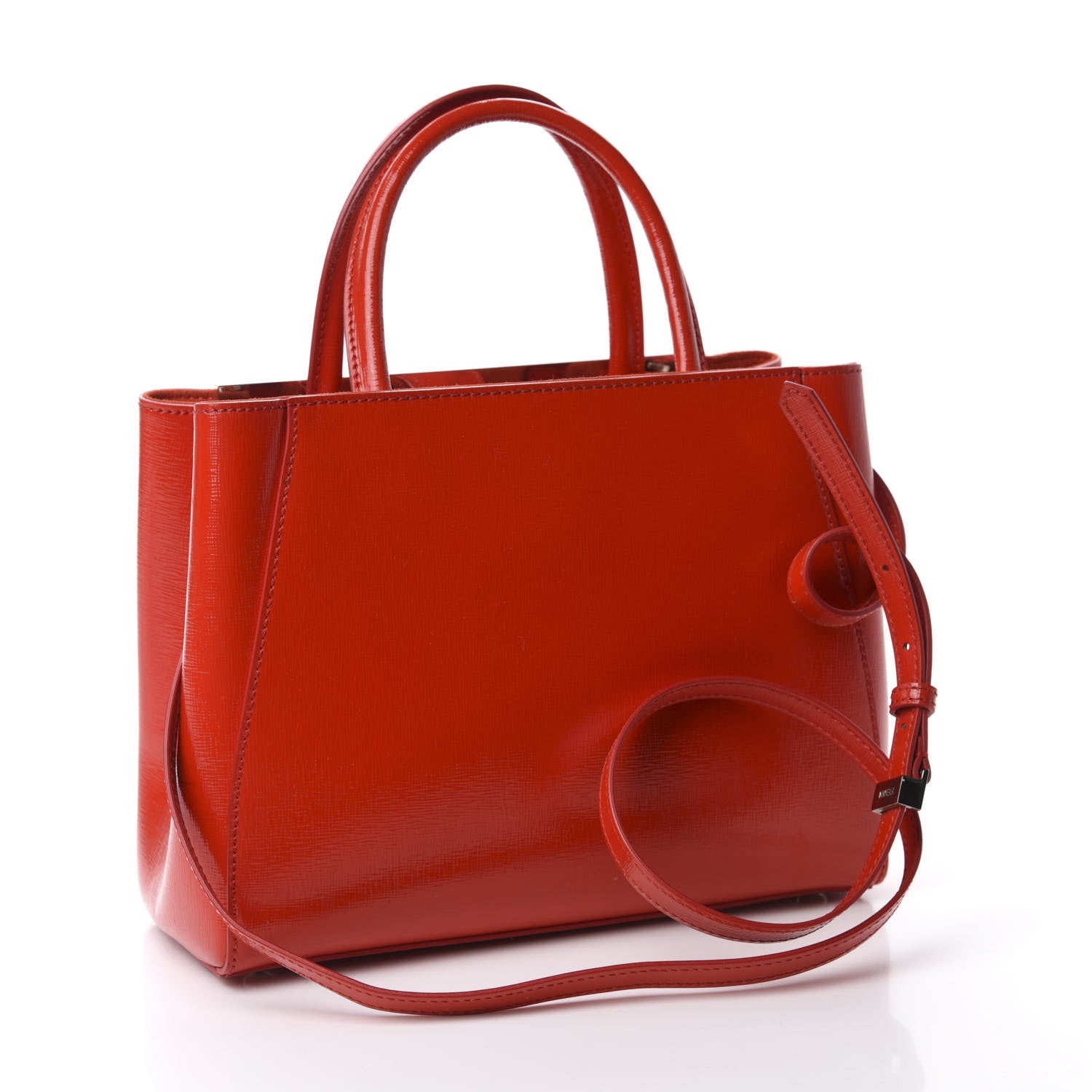 Fendi Vitello Vernice Camoscio Petite 2Jours Tote Papavero 3 of 10