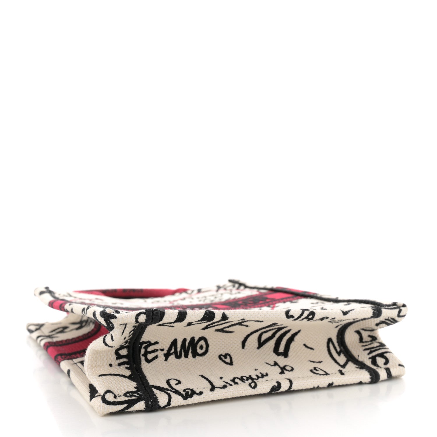 Christian Dior Canvas Embroidered Vertical Dioramour Graffiti Book Tote Latte Multicolor 4 of 11