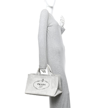 Prada Denim Logo Tote White 2 of 15