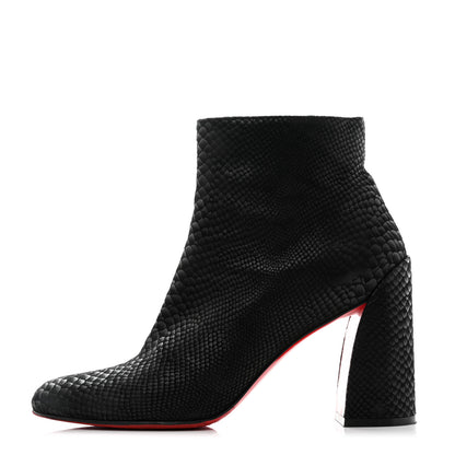 Christian Louboutin Calfskin Lizard Embossed Turela 85 Ankle Boots 39.5 Black 1 of 7