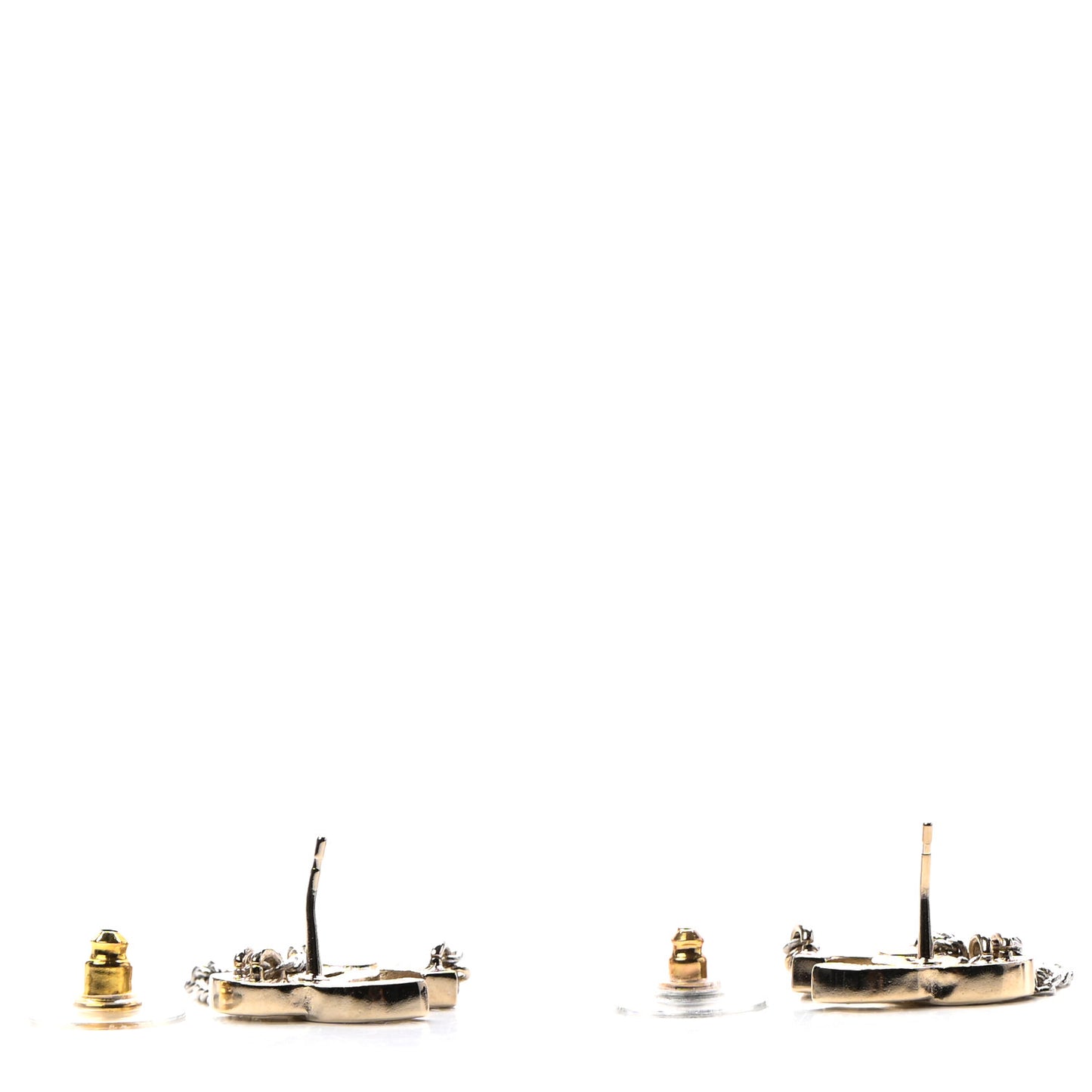 Crystal Chain CC Earrings Gold