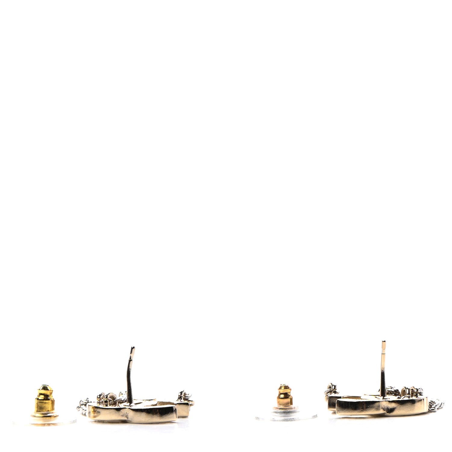 Chanel Crystal Chain CC Earrings Gold 3 of 4
