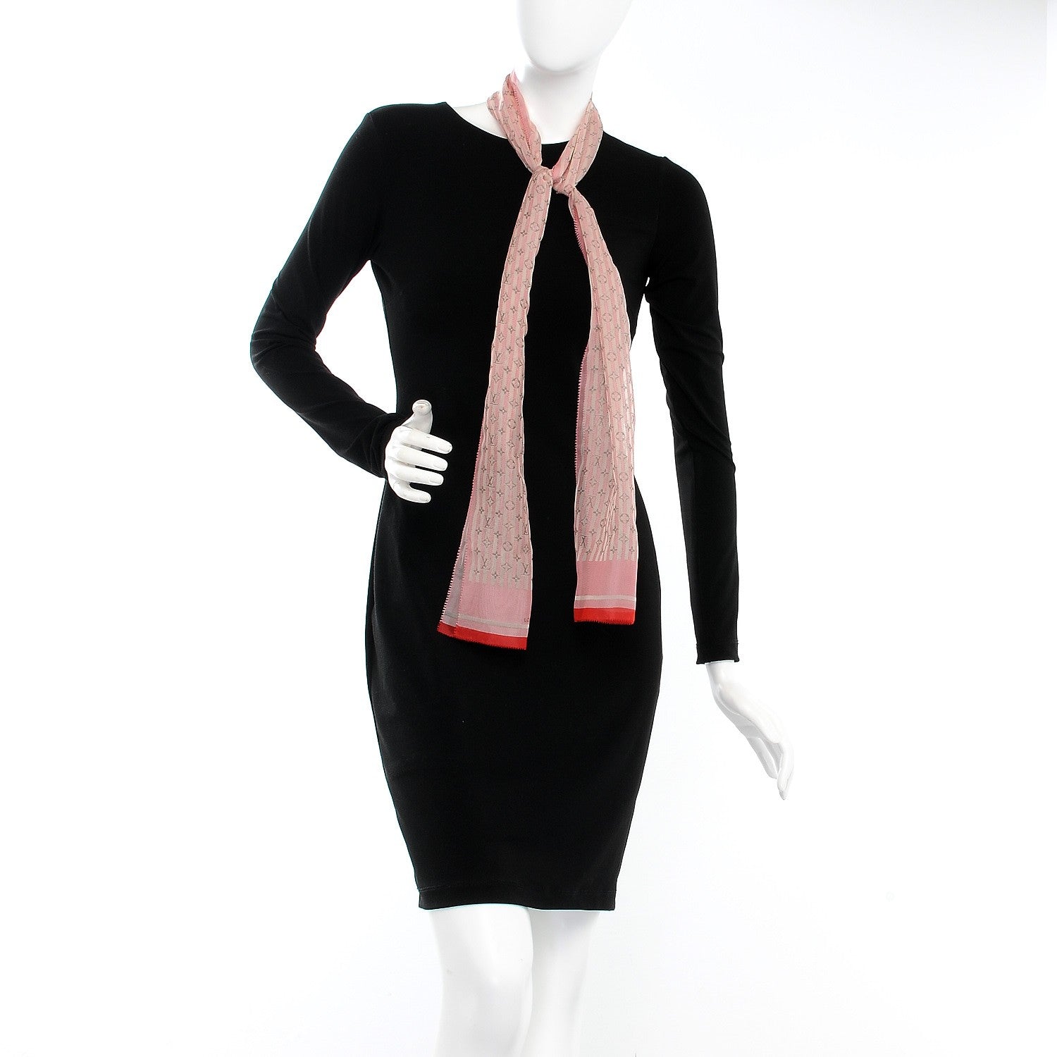 Louis Vuitton Silk Wool Monogram Rayures Shawl Red 2 of 6