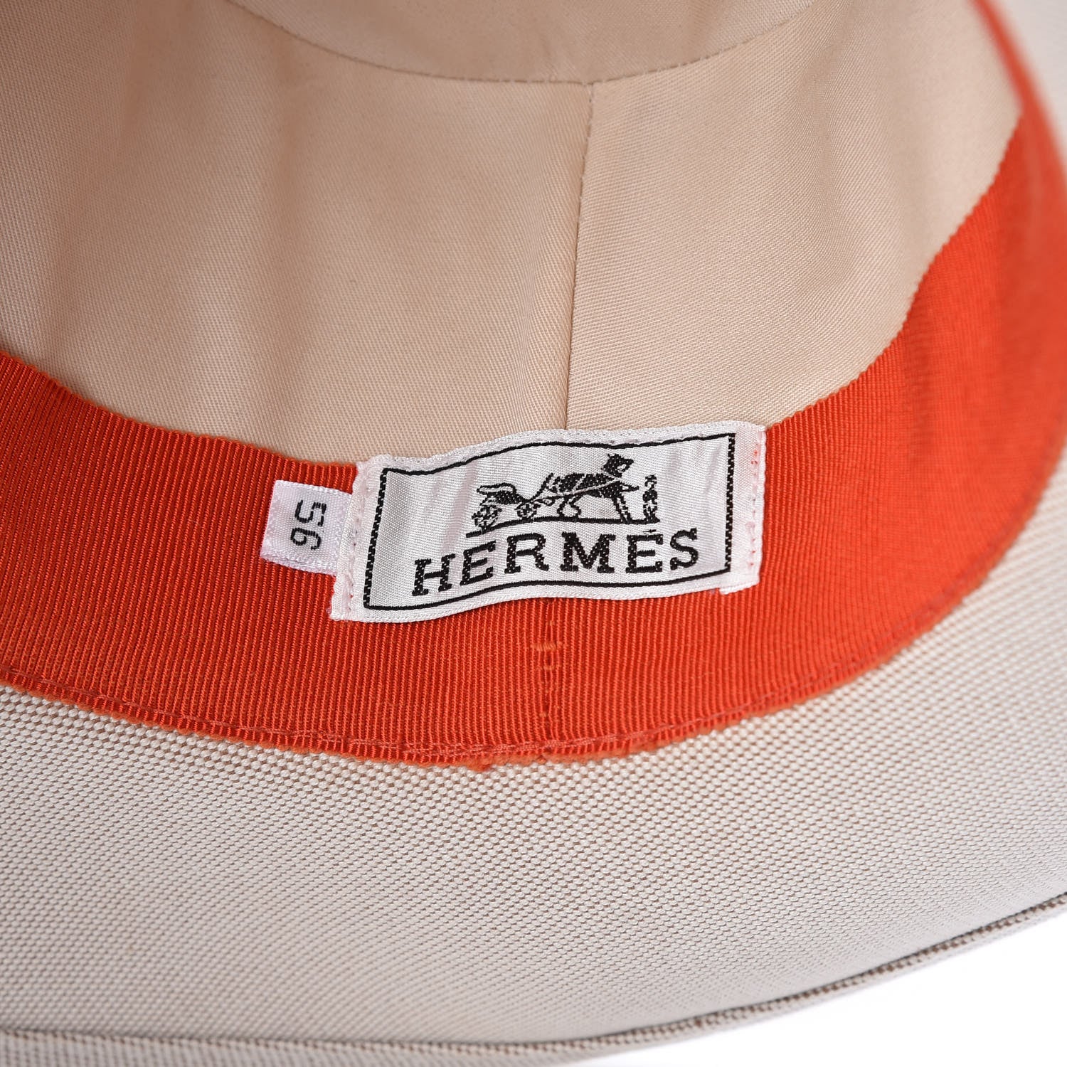 Hermes Toile Lambskin Hat 56 Natural 5 of 10