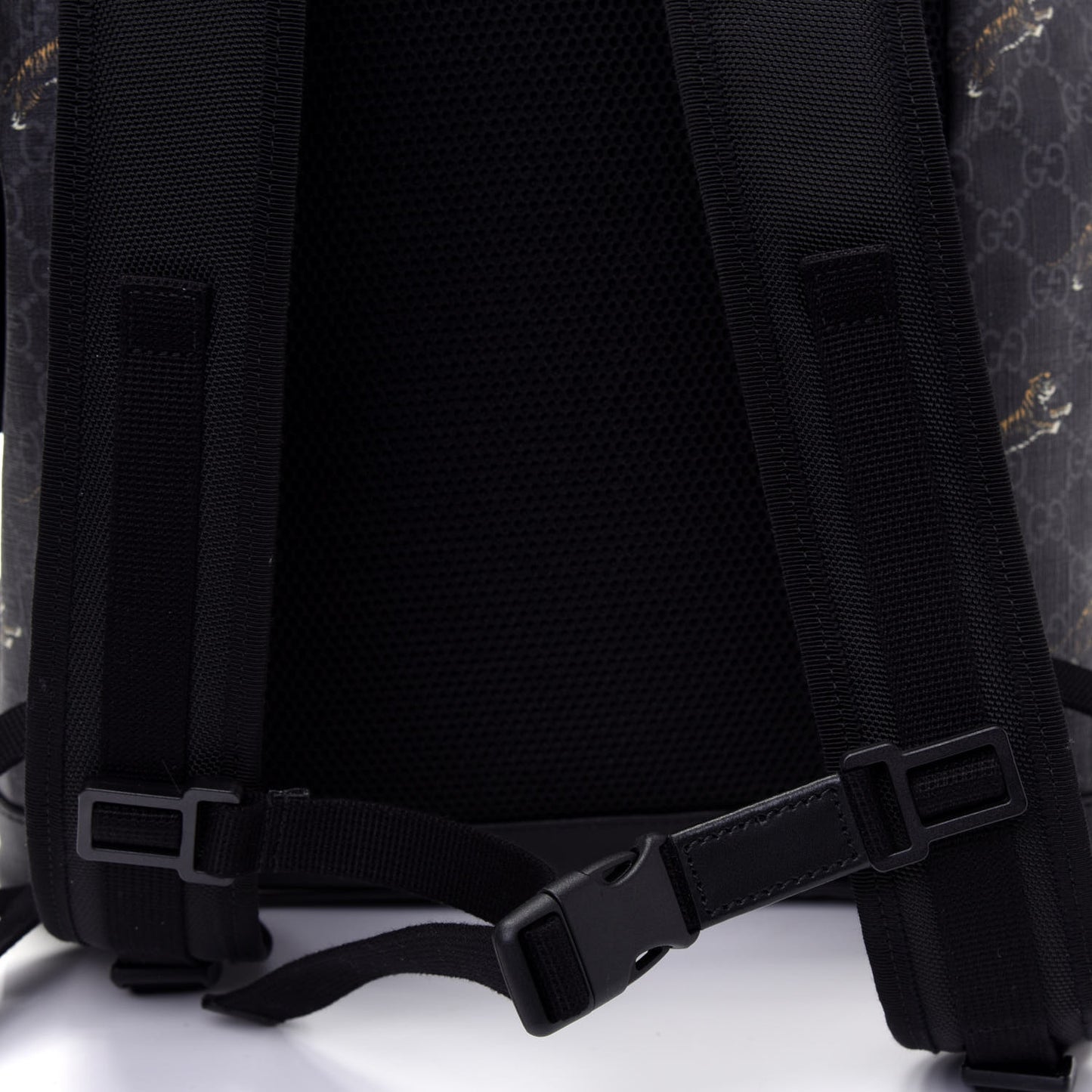 GG Supreme Monogram Tigers Double Buckle Backpack Black Multicolor