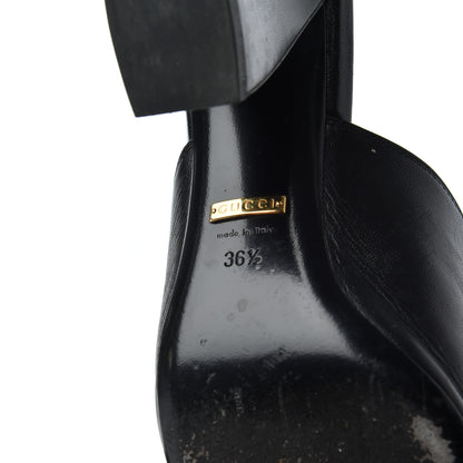 Gucci Malaga Kid Horsebit Princetown Mid Heel Mules 36.5 Black 7 of 21