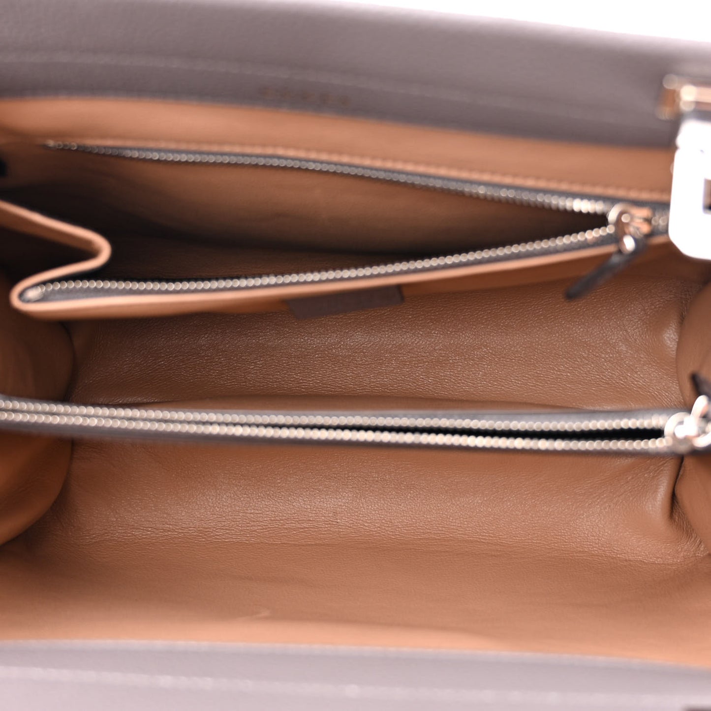 Grainy Calfskin Small Zumi Top Handle Bag Dusty Grey
