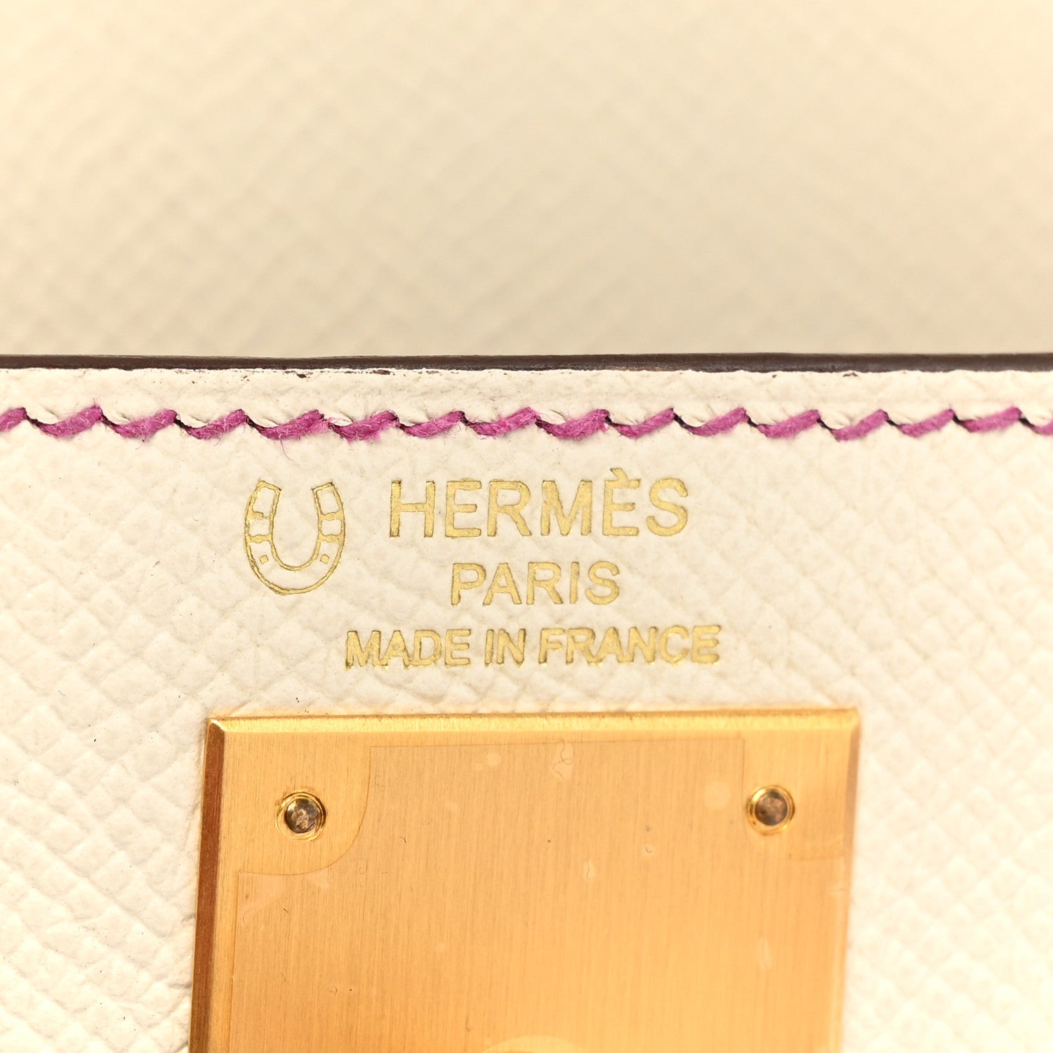 Hermes Epsom Bi-Color Horseshoe Kelly Sellier 28 Craie Rose Pourpre 6 of 13