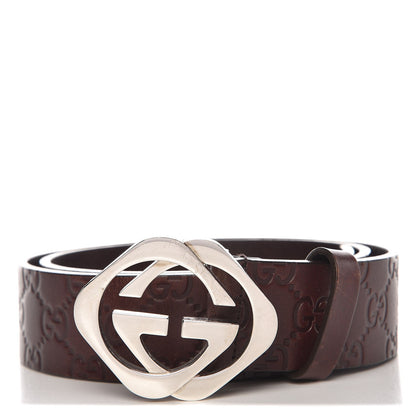 Gucci Guccissima Square G Belt 85 34 Brown 1 of 9