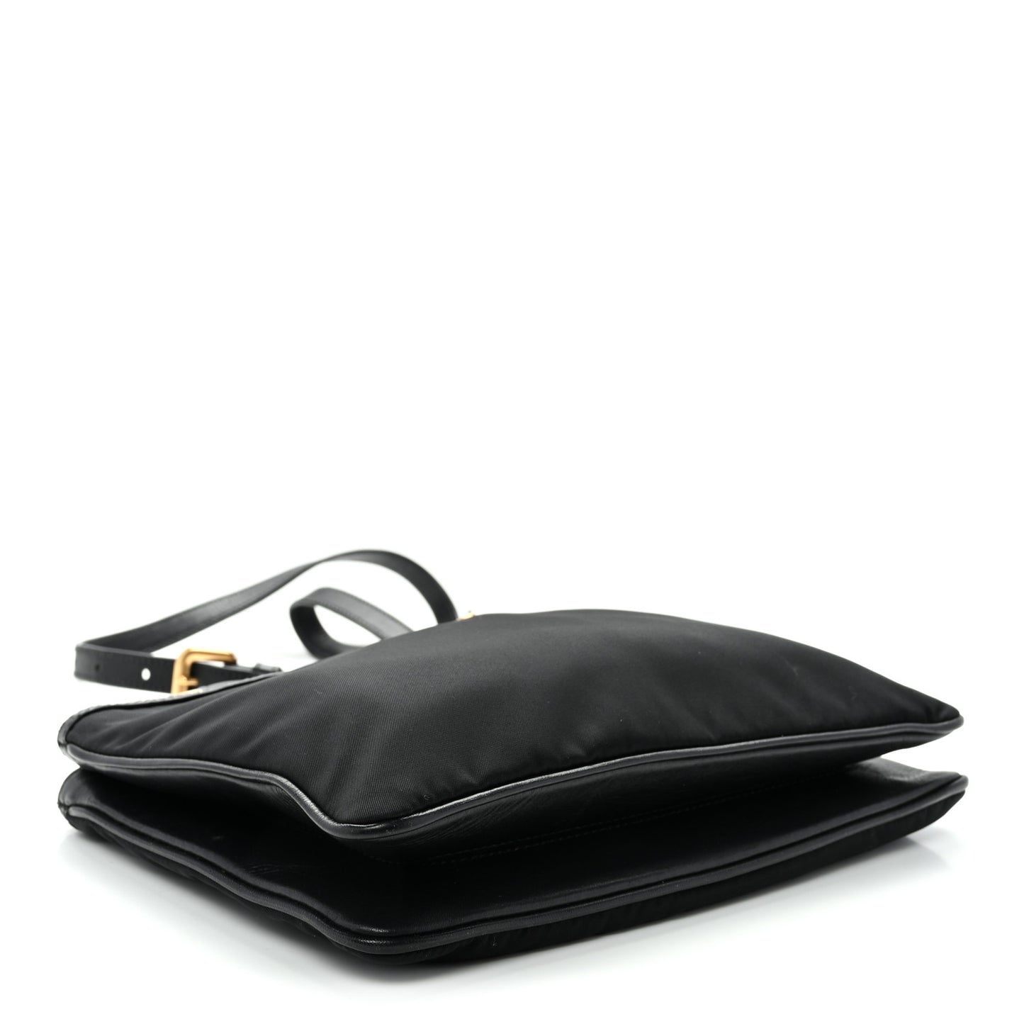 Tessuto Nylon Soft Calf Double Zip Crossbody Bag Black
