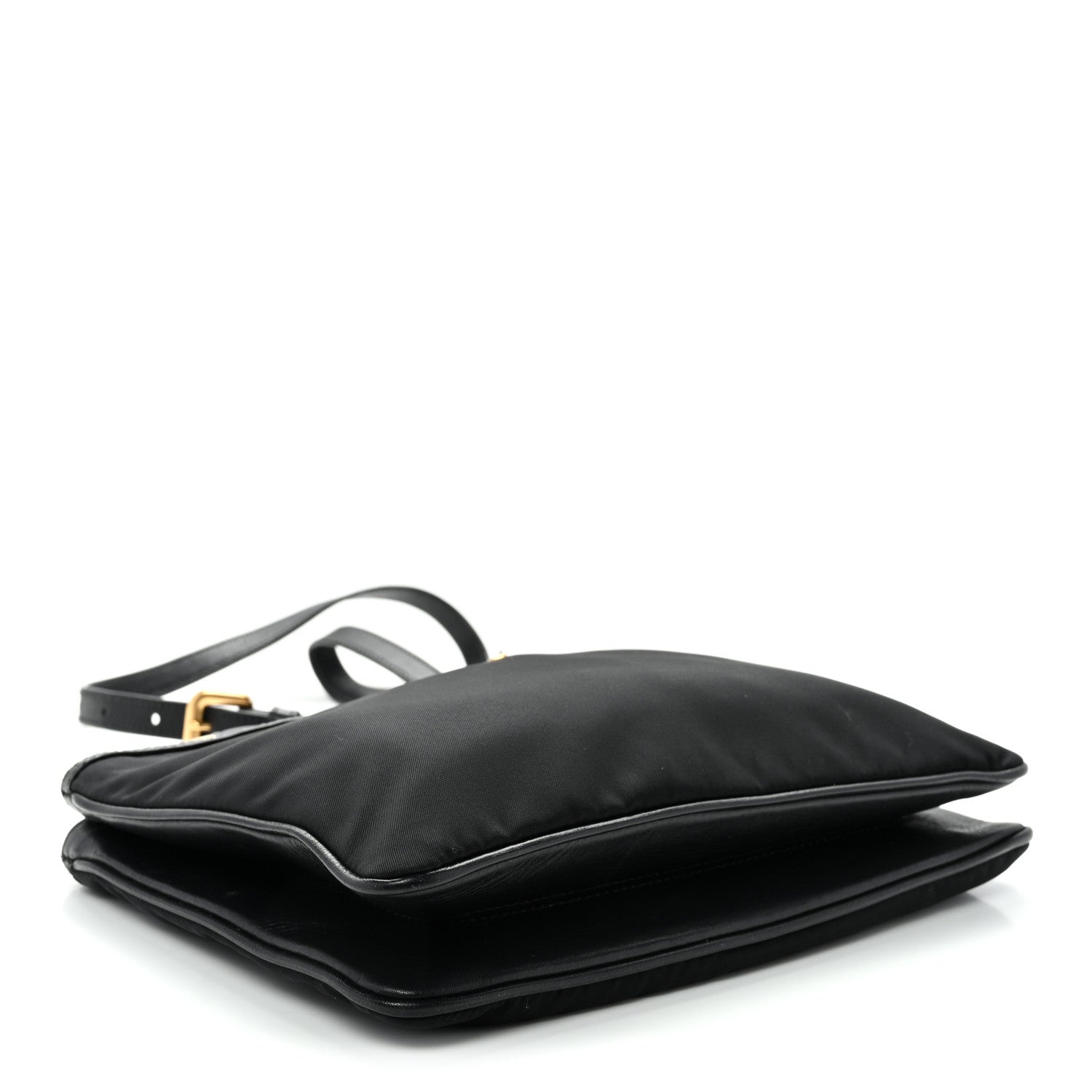 Prada Tessuto Nylon Soft Calf Double Zip Crossbody Bag Black 3 of 11