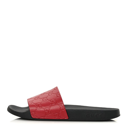 Gucci Guccissima Signature Womens Slide Sandals 38 Hibiscus Red 1 of 6