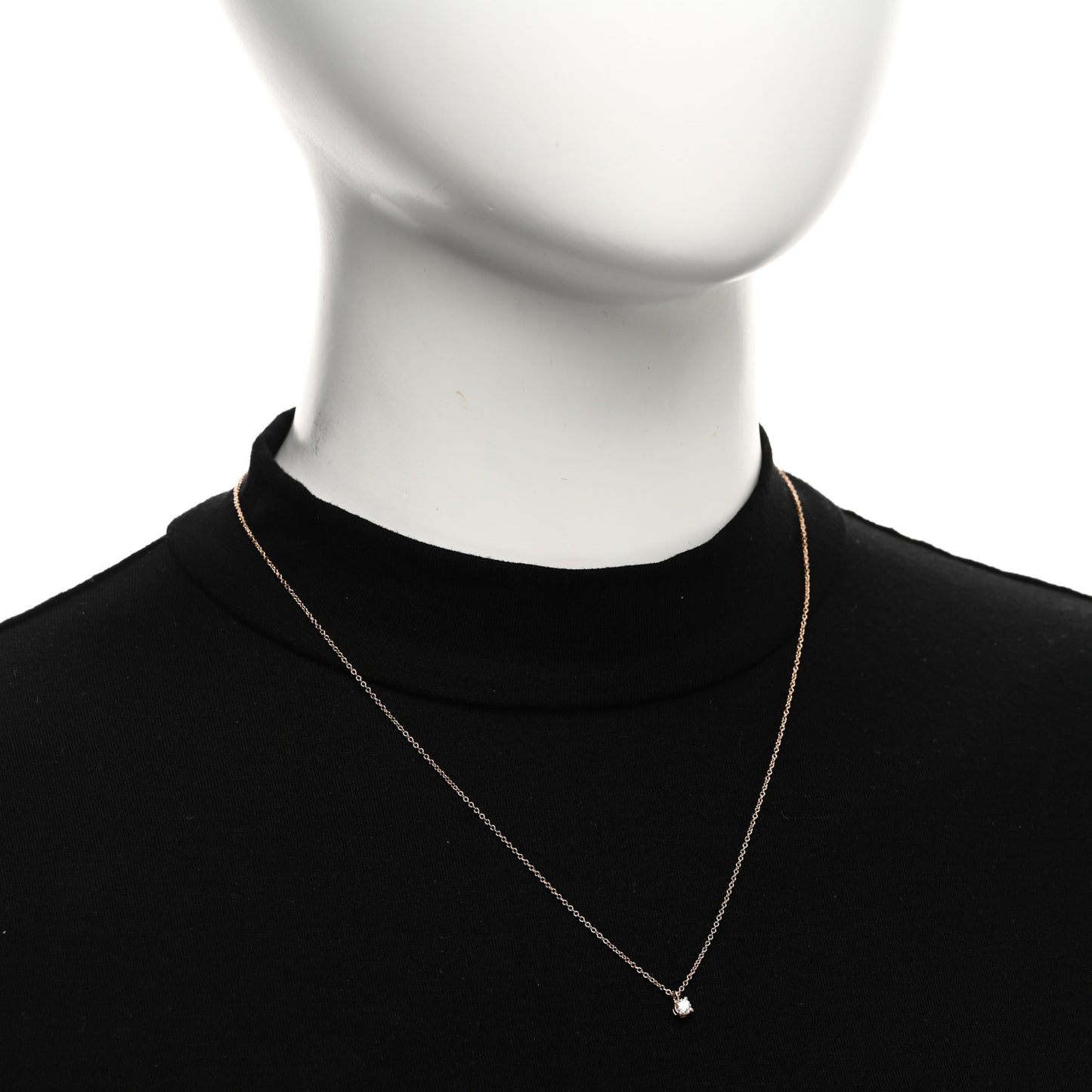 18K Rose Gold Diamond .17ct Solitaire Pendant Necklace