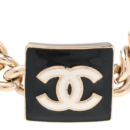 Chanel Metal Enamel CC Square Choker Gold Black White 4 of 6
